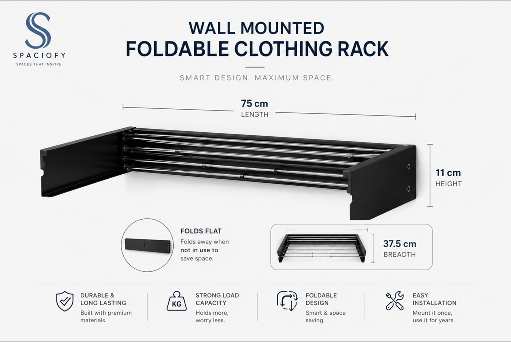 Wall Mounted Foldable Clothing Rack - SPACIOFY
